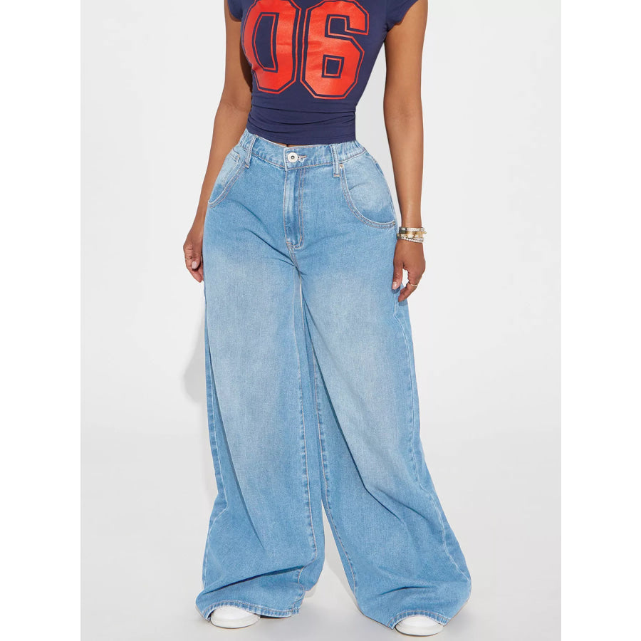 Full Size High-Waisted Wide-Leg Jeans Plus Apparel and Accessories