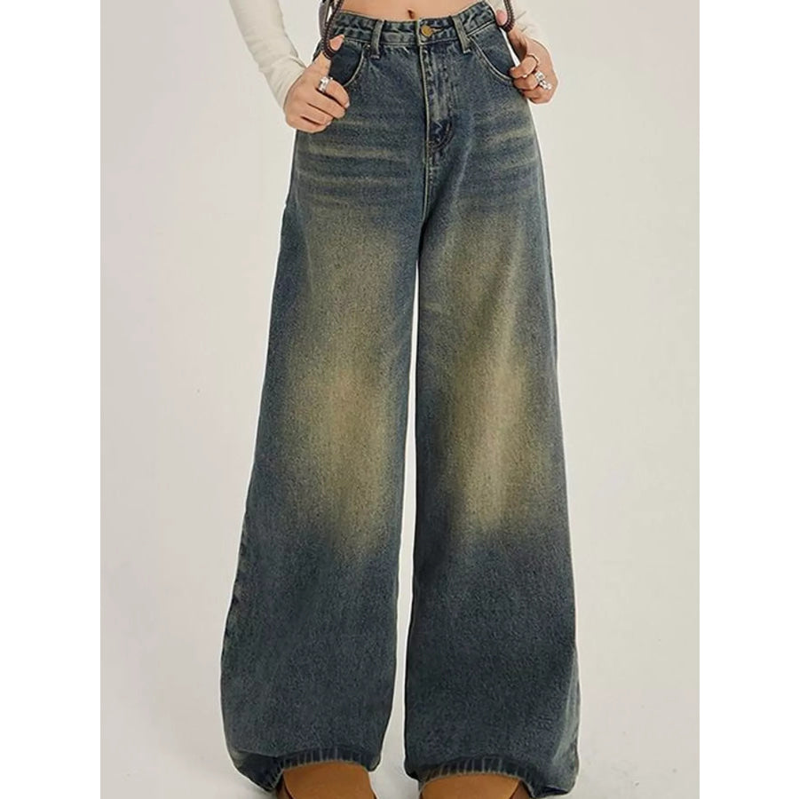 Full Size High-Waisted Wide-Leg Jeans Plus Apparel and Accessories