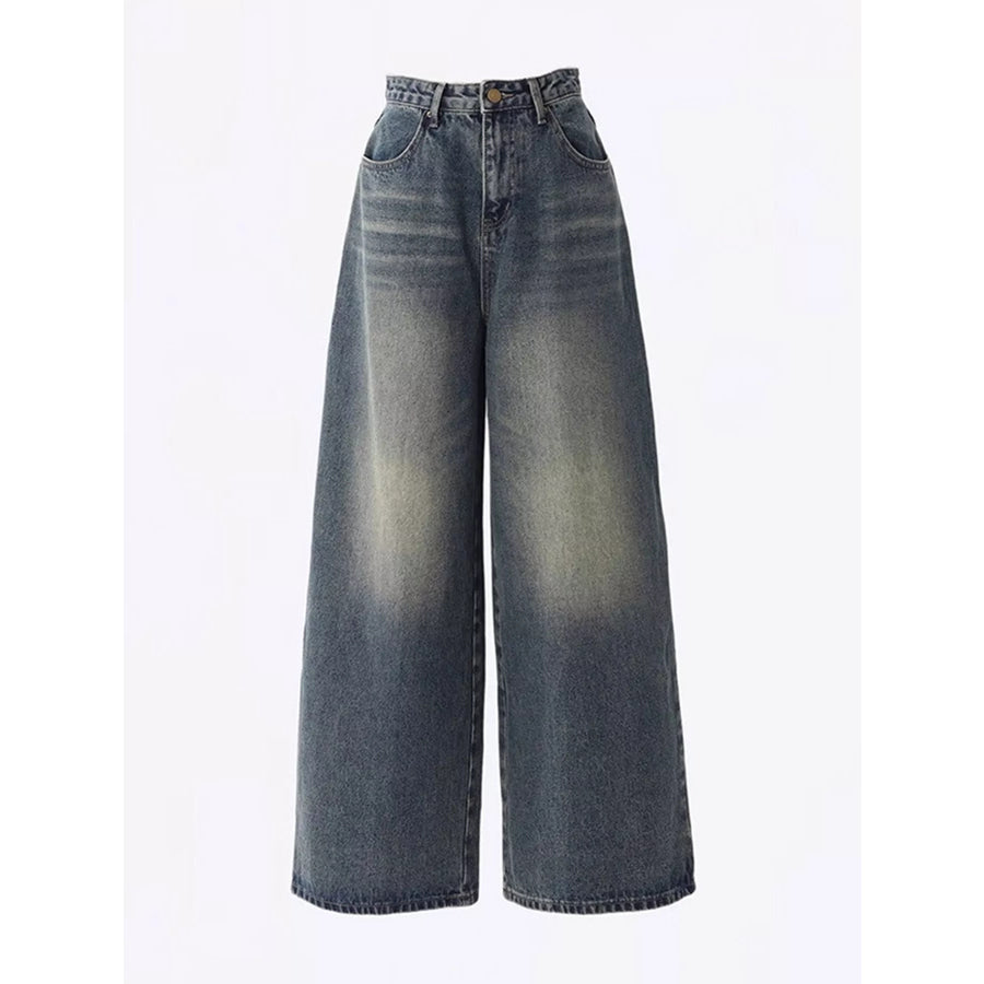Full Size High-Waisted Wide-Leg Jeans Plus Apparel and Accessories