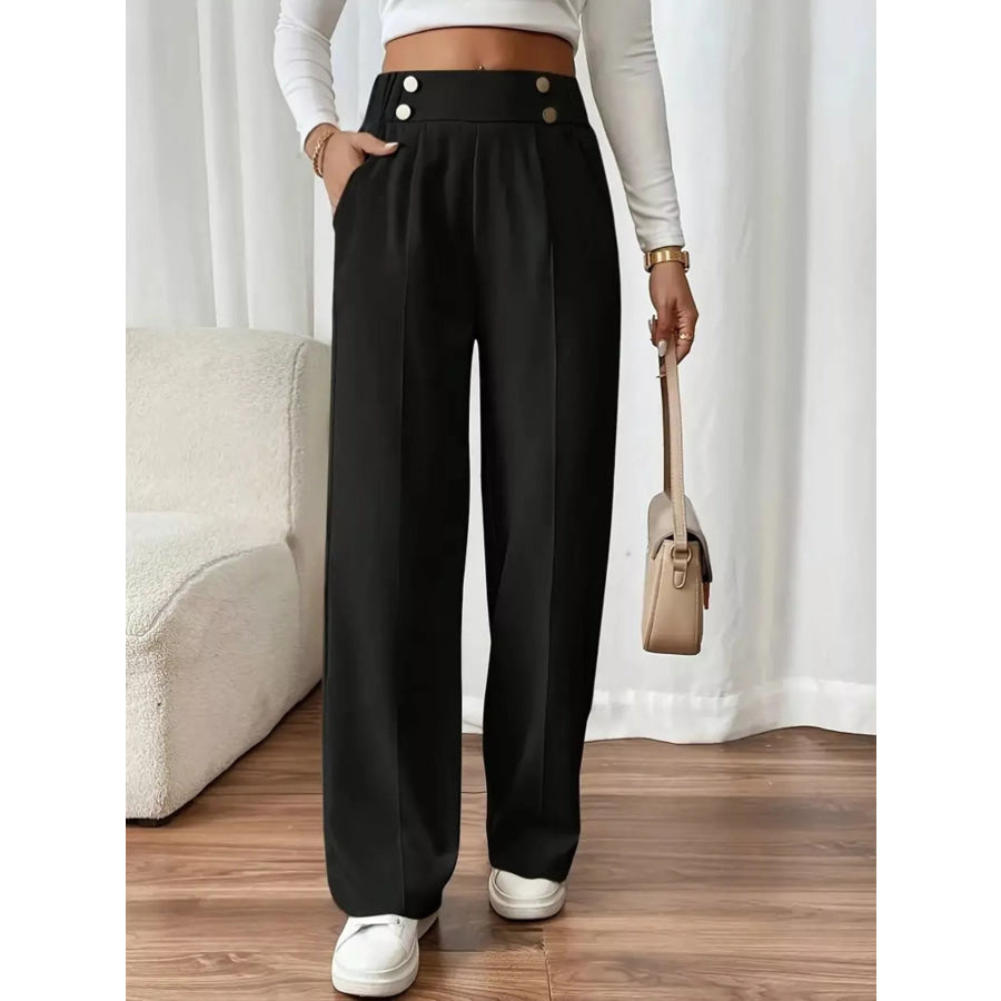 Full Size High-Waisted Wide-Leg Pants Plus Size Apparel and Accessories