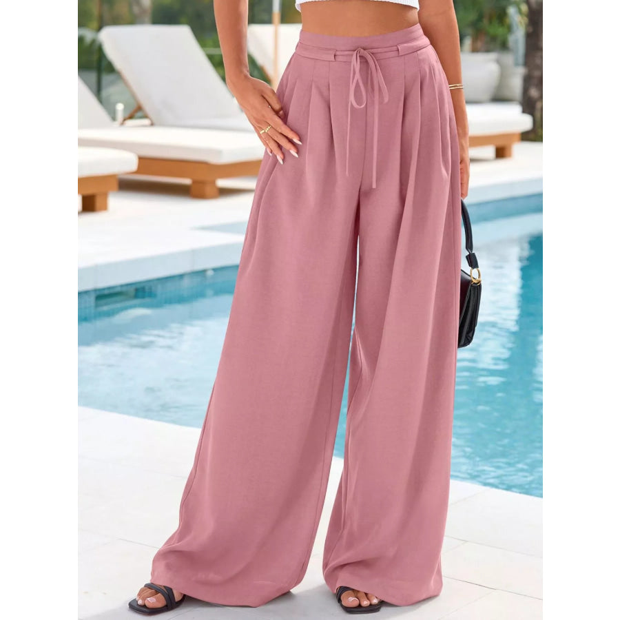 Full Size High-Waisted Wide-Leg Pleated Pants Plus Size Apparel and Accessories