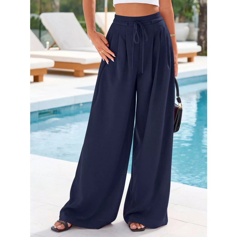 Full Size High-Waisted Wide-Leg Pleated Pants Plus Size Apparel and Accessories