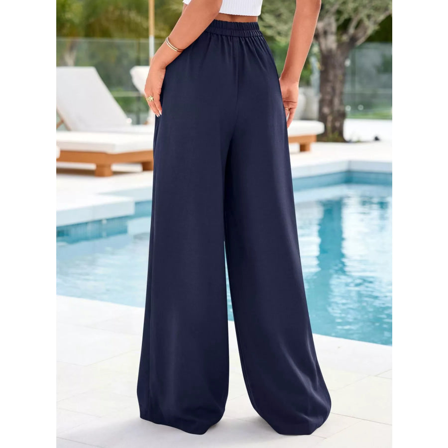 Full Size High-Waisted Wide-Leg Pleated Pants Plus Size Apparel and Accessories