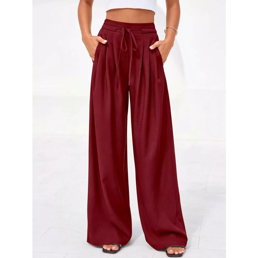 Full Size High-Waisted Wide-Leg Pleated Pants Plus Size Apparel and Accessories