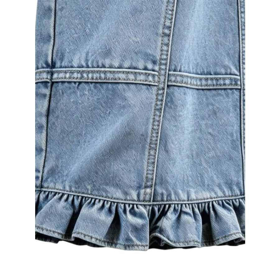 Full Size High-Waisted Wide-Leg Ruffle Hem Jeans Plus
