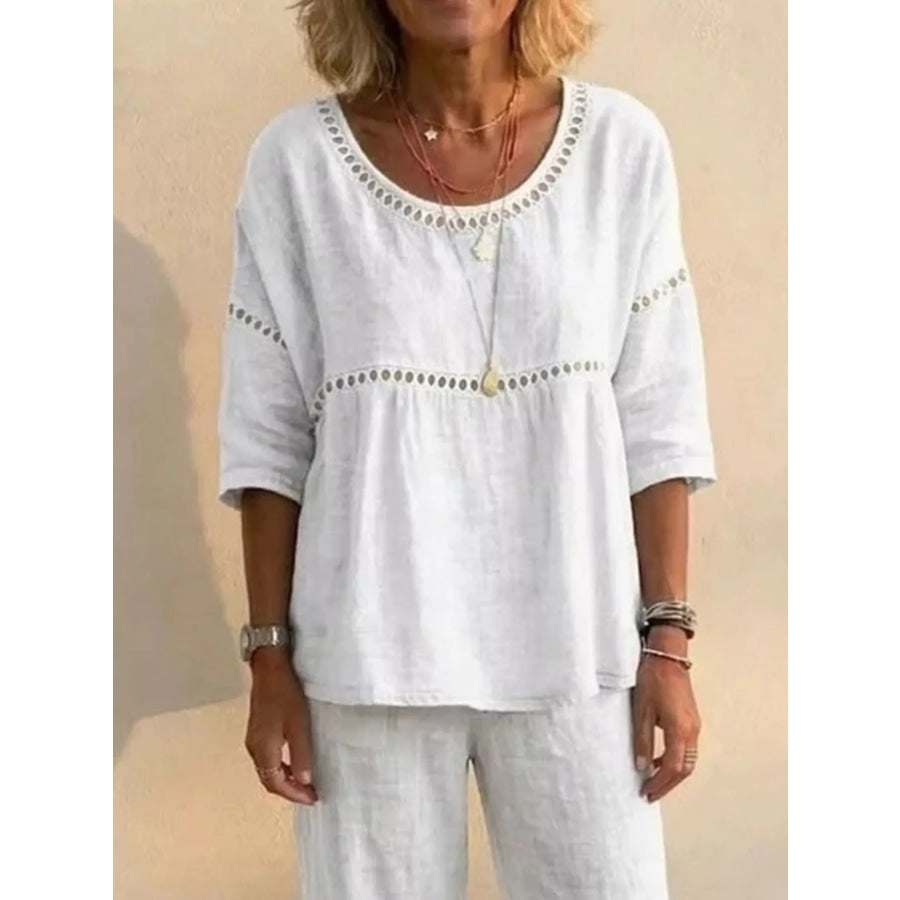 Full Size Hollow-Out Detailing Top and Pants Set Plus Apparel Accessories