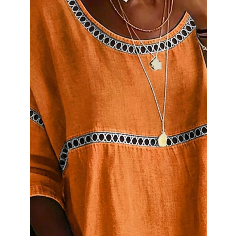 Full Size Hollow Out Round Neck Top Plus Size Apparel and Accessories