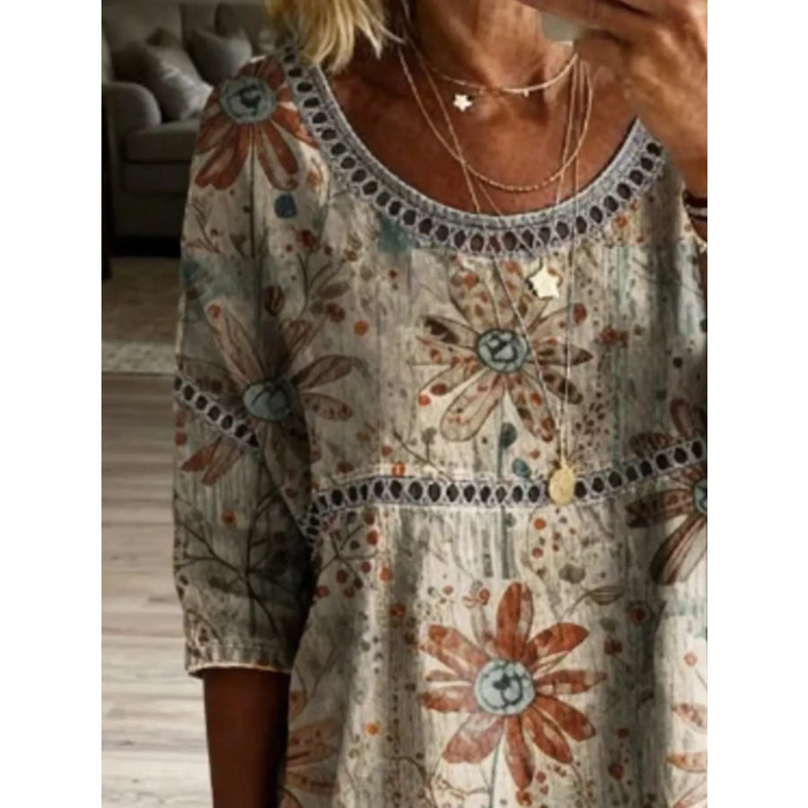 Full Size Hollow Out Round Neck Top Plus Size Apparel and Accessories