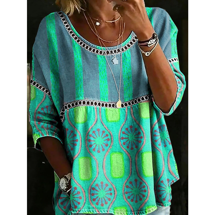 Full Size Hollow Out Round Neck Top Plus Size Green / S Apparel and Accessories