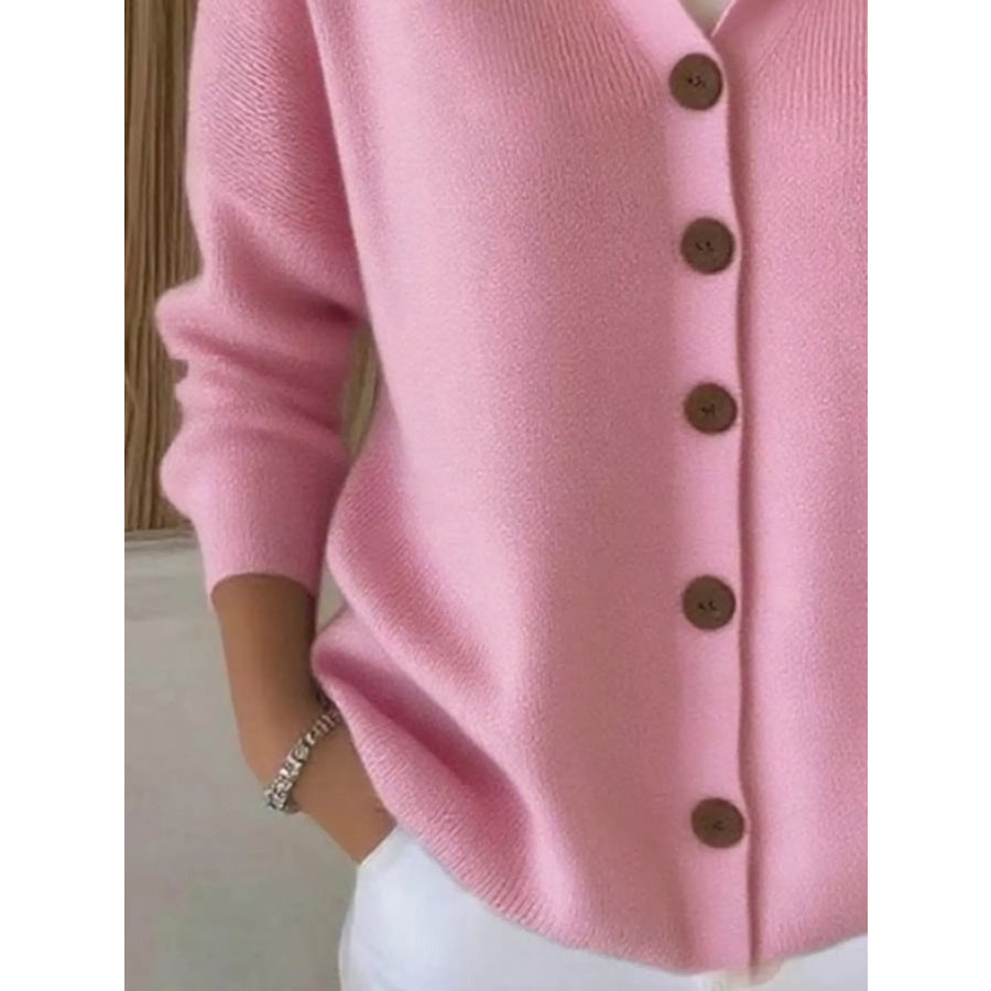 Full Size Hooded Button-Down Knit Cardigan Plus Size Apparel and Accessories