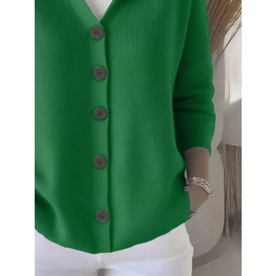 Full Size Hooded Button-Down Knit Cardigan Plus Size Apparel and Accessories