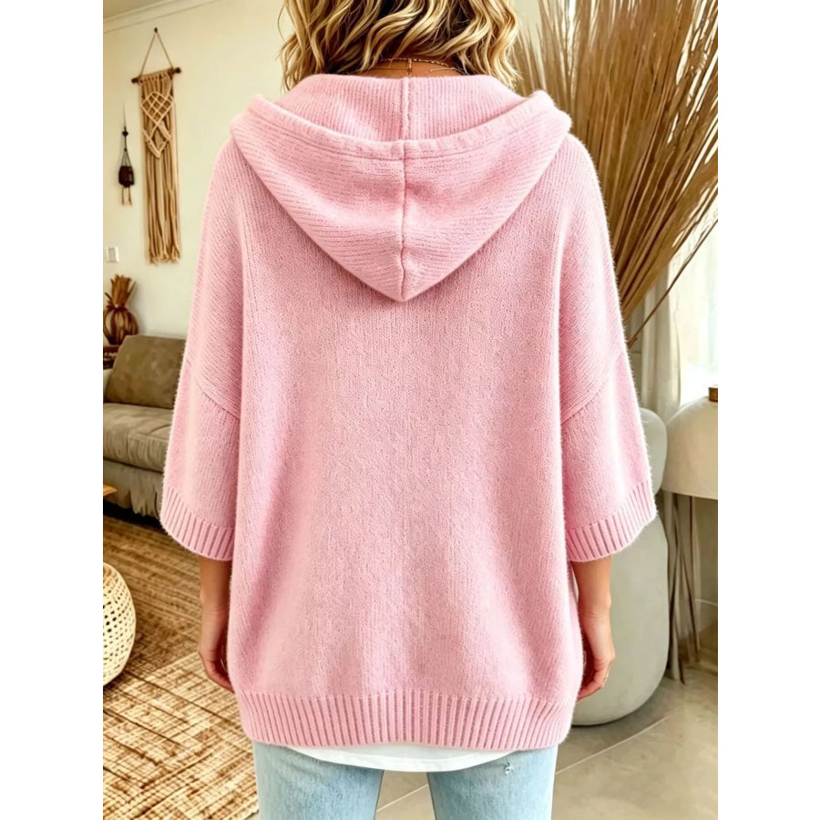 Full Size Hooded Button-Down Knit Cardigan Plus Apparel and Accessories