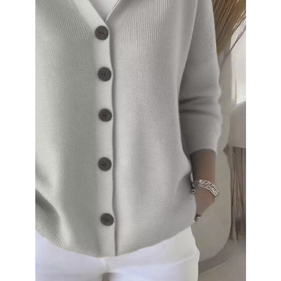 Full Size Hooded Button-Down Knit Cardigan Plus Size Apparel and Accessories