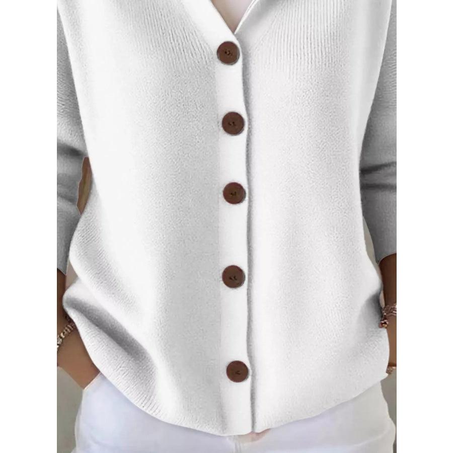 Full Size Hooded Button-Down Knit Cardigan Plus Size Apparel and Accessories