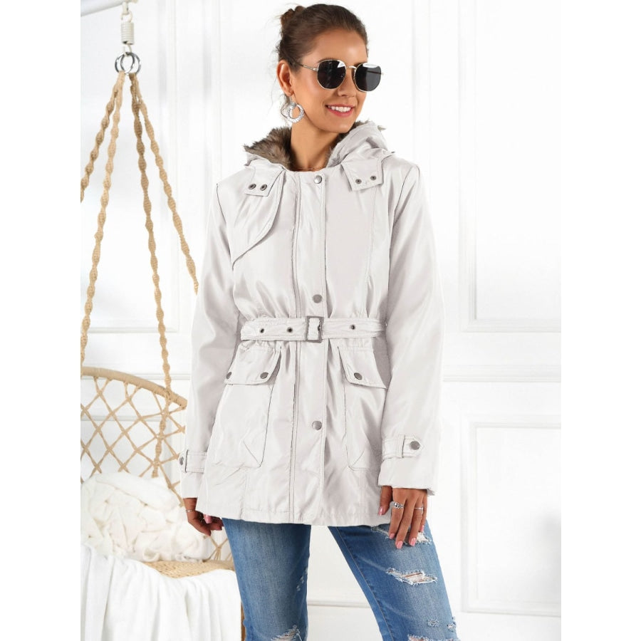 Full Size Hooded Jacket with Detachable Liner (Three-Way Wear) White / S