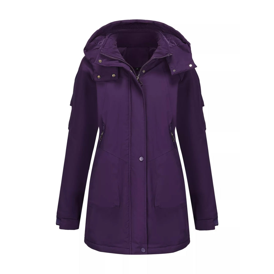 Full Size Hooded Mid-Length Windproof Outerwear Plus Size Apparel and Accessories
