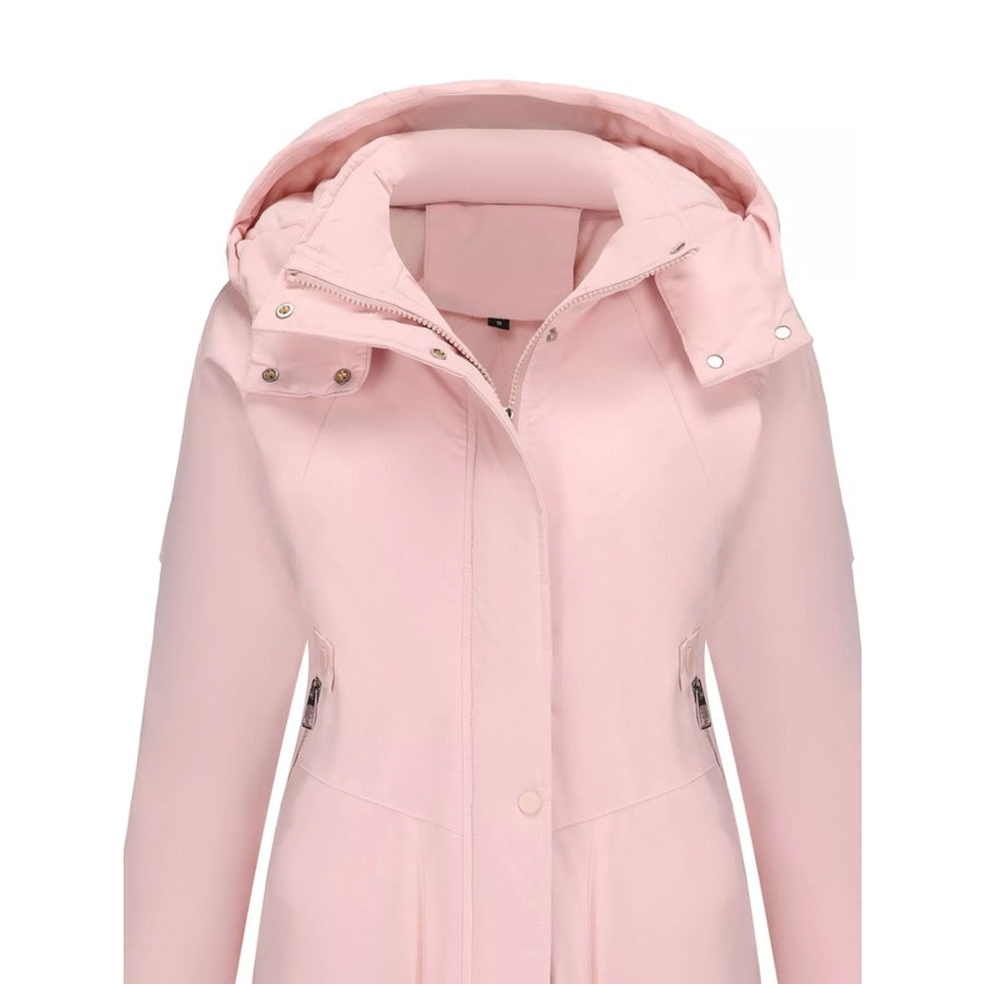 Full Size Hooded Mid-Length Windproof Outerwear Plus Size Apparel and Accessories