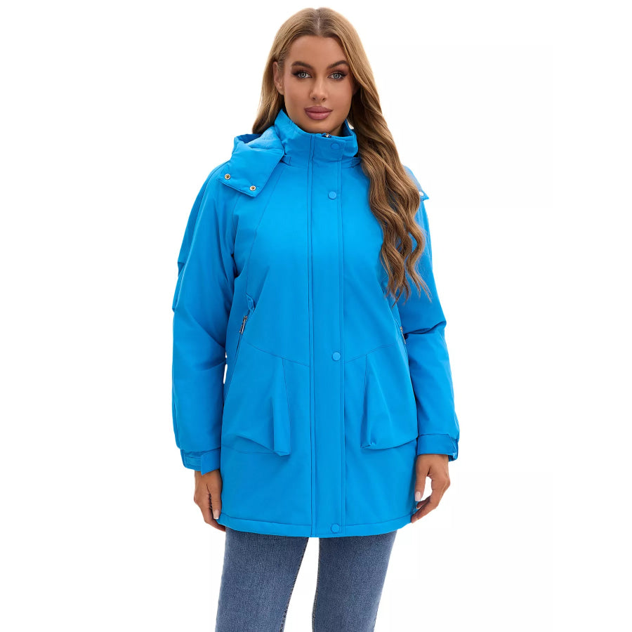 Full Size Hooded Mid-Length Windproof Outerwear Plus Size Apparel and Accessories