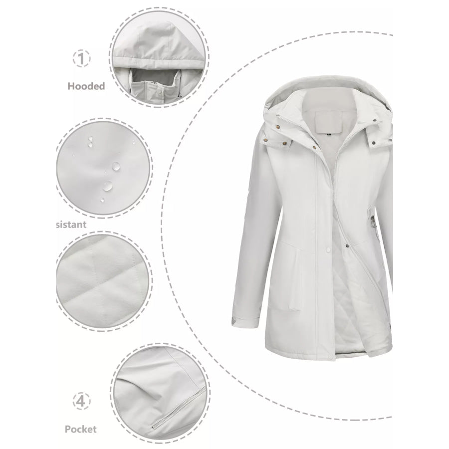 Full Size Hooded Mid-Length Windproof Outerwear Plus Size Apparel and Accessories
