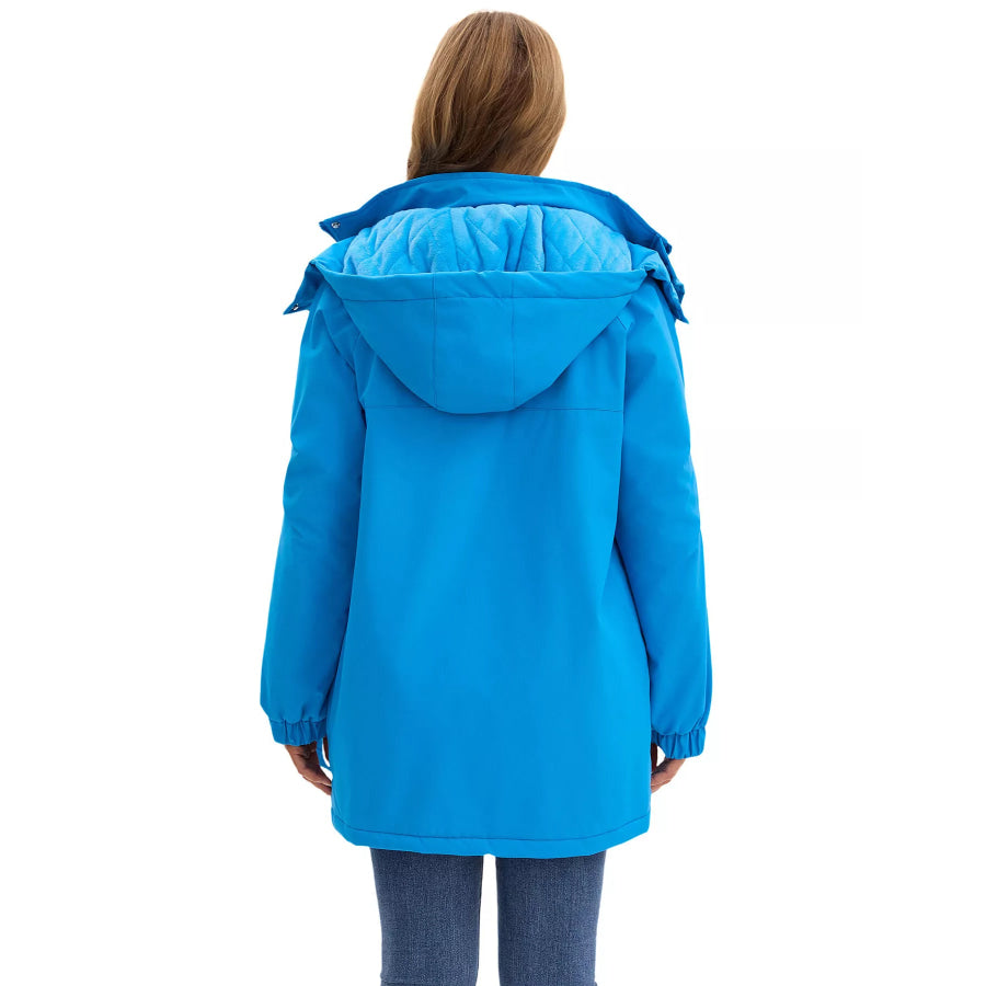 Full Size Hooded Mid-Length Windproof Outerwear Plus Size Apparel and Accessories