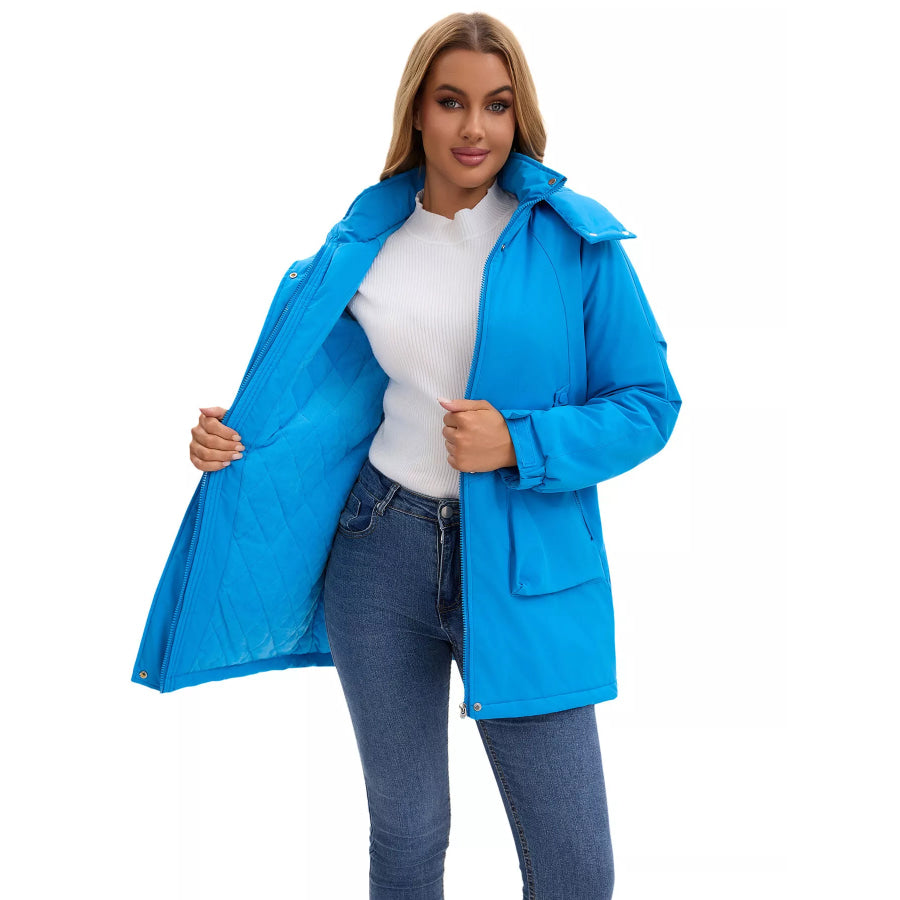Full Size Hooded Mid-Length Windproof Outerwear Plus Size Apparel and Accessories