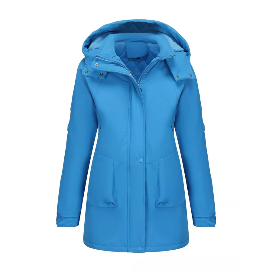 Full Size Hooded Mid-Length Windproof Outerwear Plus Size Apparel and Accessories