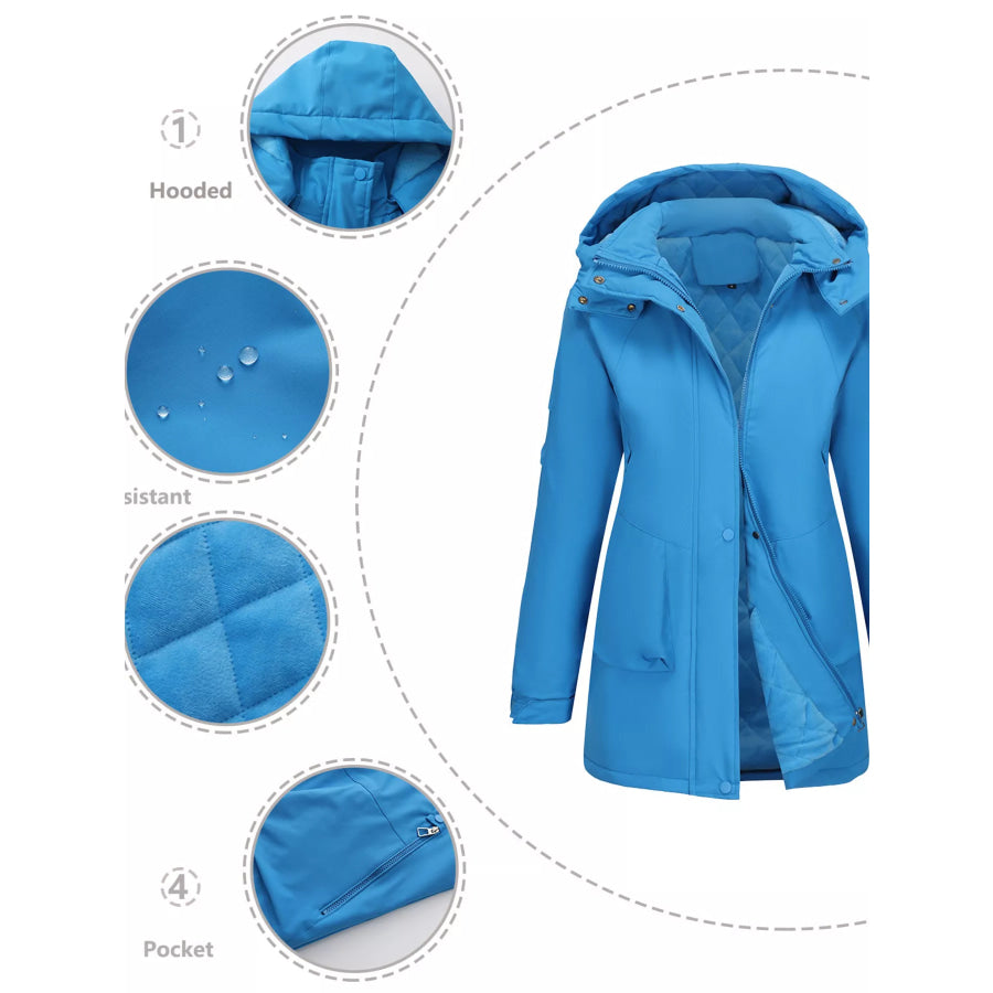 Full Size Hooded Mid-Length Windproof Outerwear Plus Size Apparel and Accessories