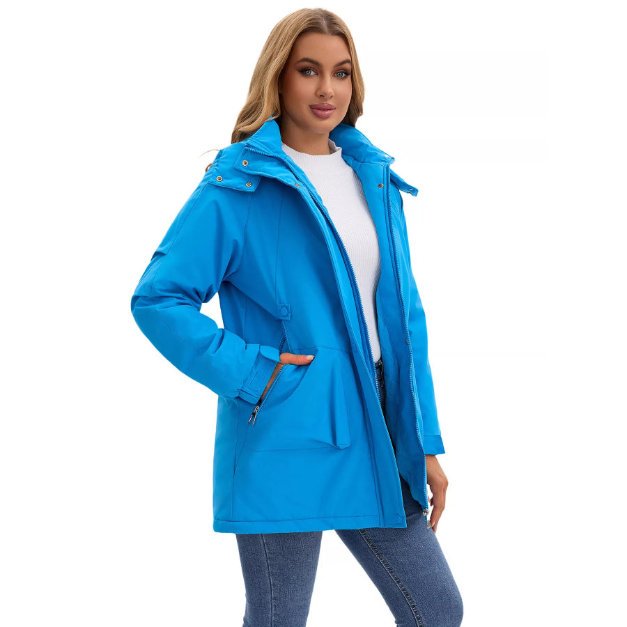 Full Size Hooded Mid-Length Windproof Outerwear Plus Size Apparel and Accessories