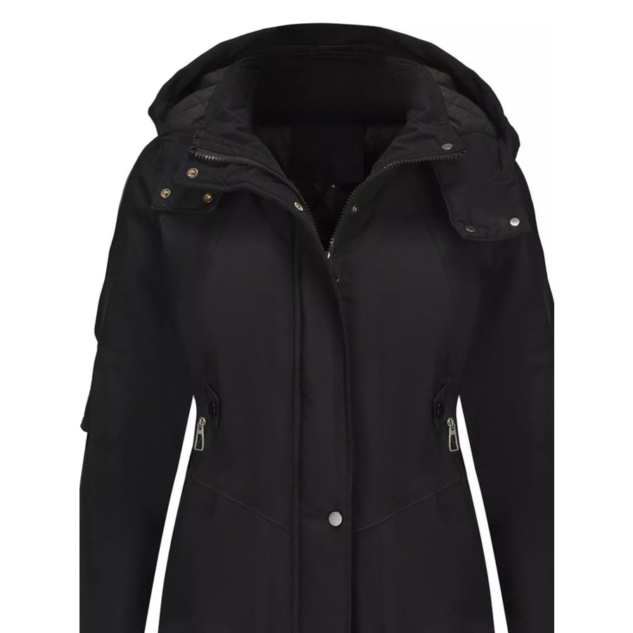 Full Size Hooded Mid-Length Windproof Outerwear Plus Size Apparel and Accessories