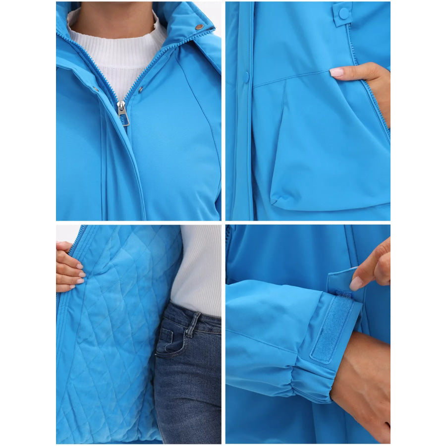 Full Size Hooded Mid-Length Windproof Outerwear Plus Size Apparel and Accessories