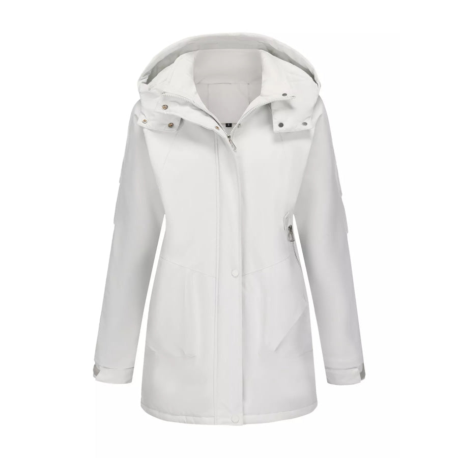Full Size Hooded Mid-Length Windproof Outerwear Plus Size Gray/white / S Apparel and Accessories