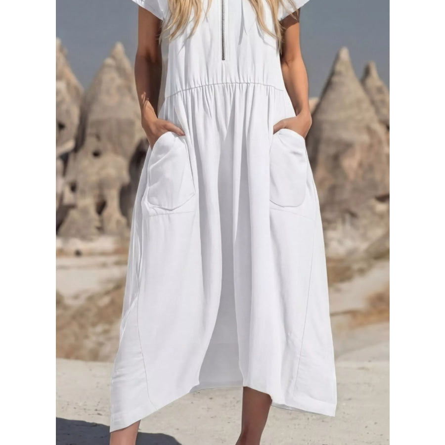 Full Size Hooded Midi Dress with Zipper and Pockets Plus Size Apparel and Accessories