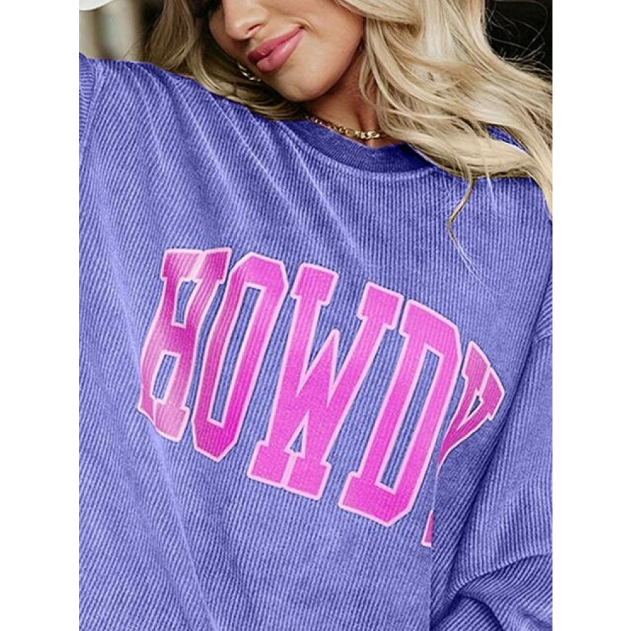 Full Size HOWDY Graphic Round Neck Sweatshirt Clothing