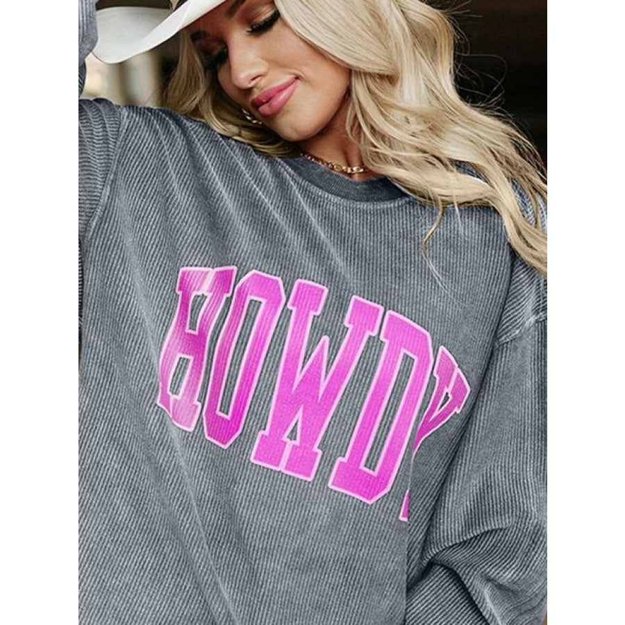 Full Size HOWDY Graphic Round Neck Sweatshirt Clothing