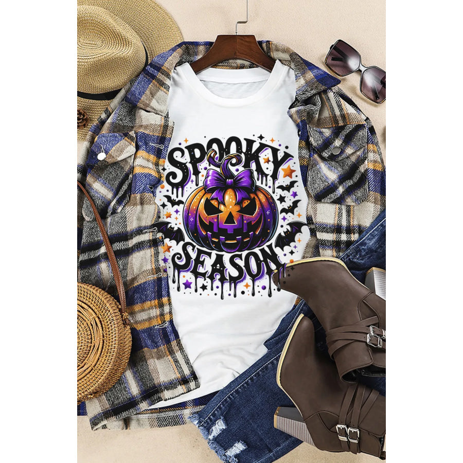 Full Size Jack-O’-Lantern Graphic Round Neck Short Sleeve T-Shirt Apparel and Accessories