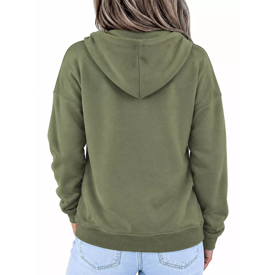 Full Size Kangaroo Pocket Dropped Shoulder Hoodie Plus Apparel and Accessories