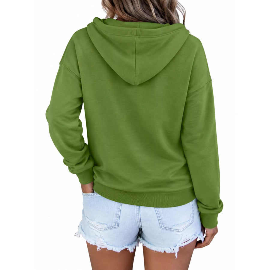 Full Size Kangaroo Pocket Dropped Shoulder Hoodie Plus Apparel and Accessories