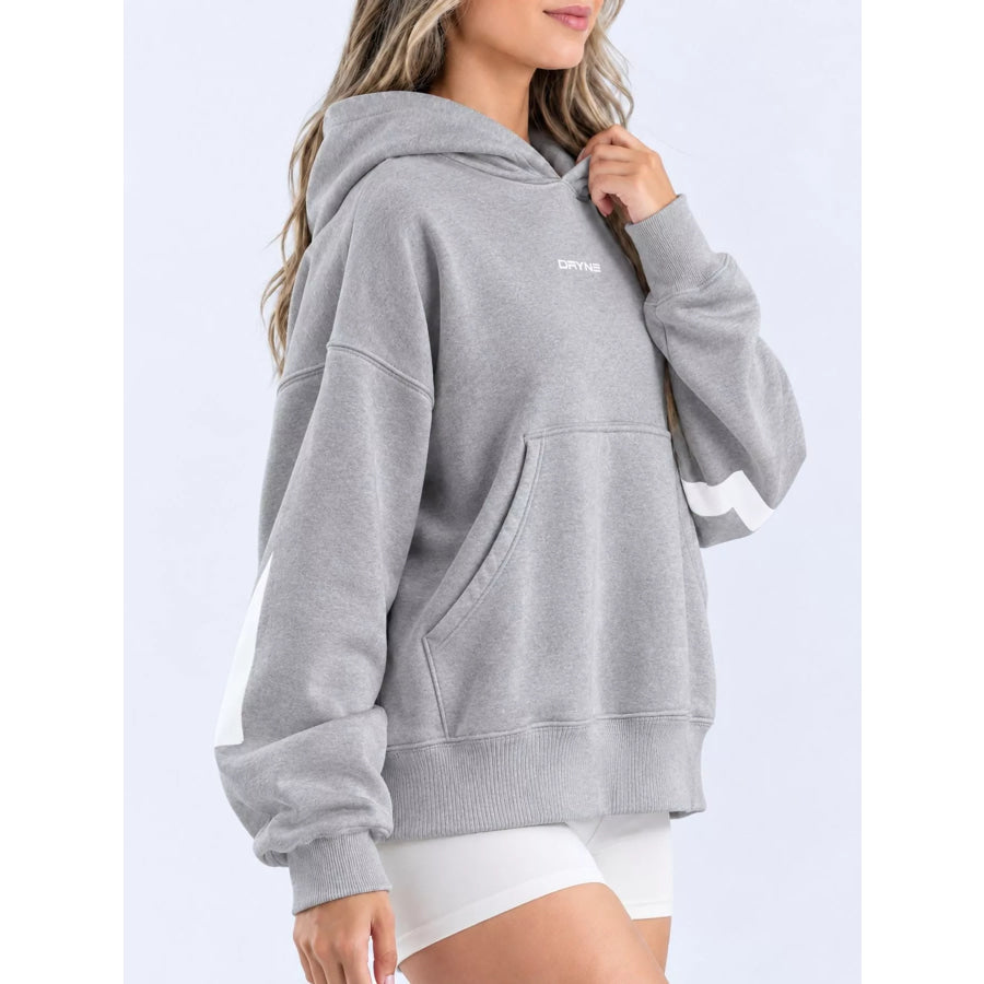 Full Size Kangaroo Pocket Dropped Shoulder Hoodie Plus Apparel and Accessories