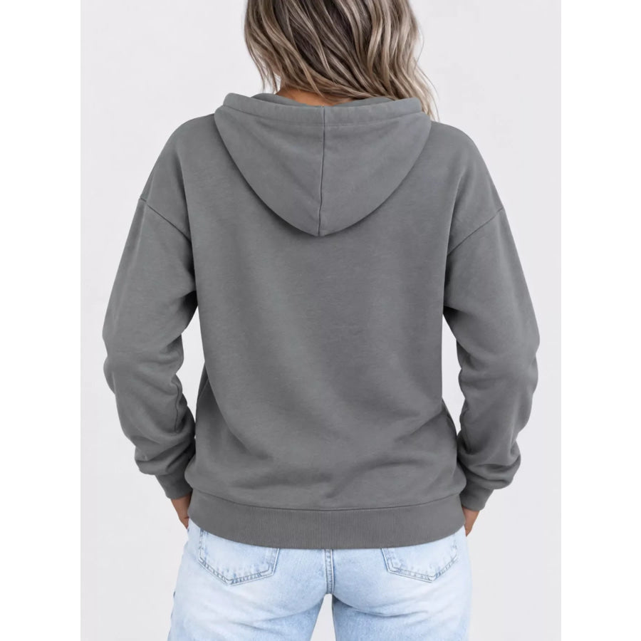 Full Size Kangaroo Pocket Dropped Shoulder Hoodie Plus Apparel and Accessories