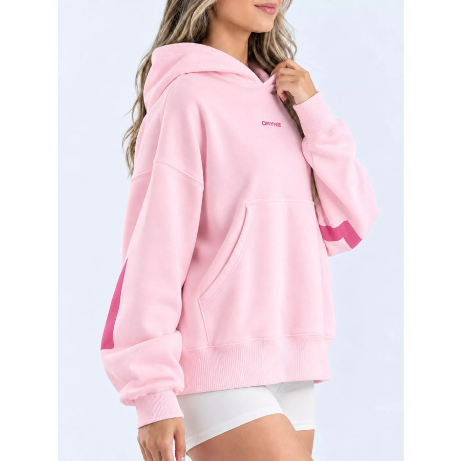 Full Size Kangaroo Pocket Dropped Shoulder Hoodie Plus Apparel and Accessories
