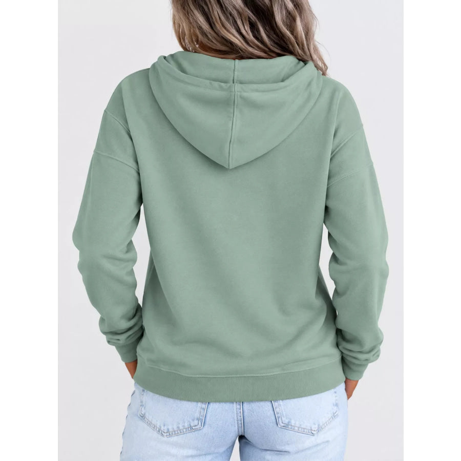 Full Size Kangaroo Pocket Dropped Shoulder Hoodie Plus Apparel and Accessories