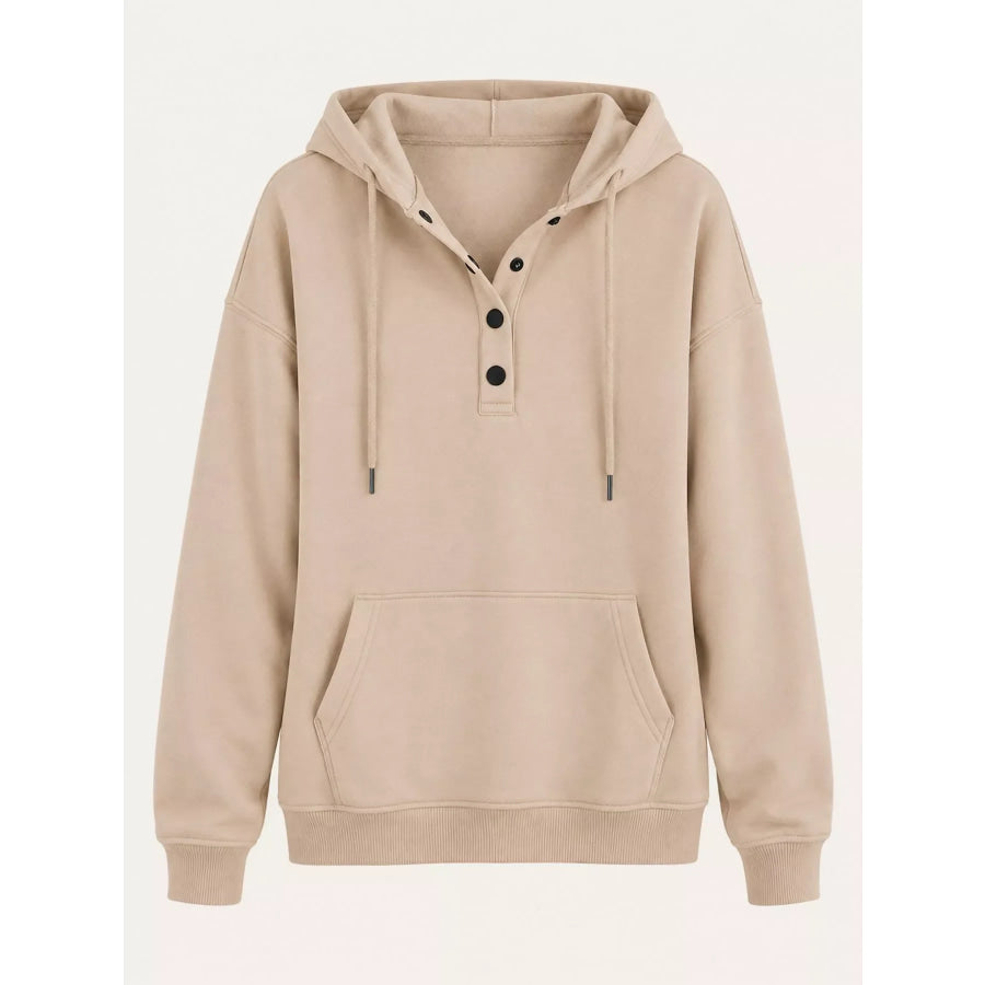 Full Size Kangaroo Pocket Dropped Shoulder Hoodie Plus Apparel and Accessories