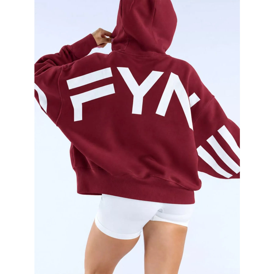 Full Size Kangaroo Pocket Dropped Shoulder Hoodie Plus Apparel and Accessories