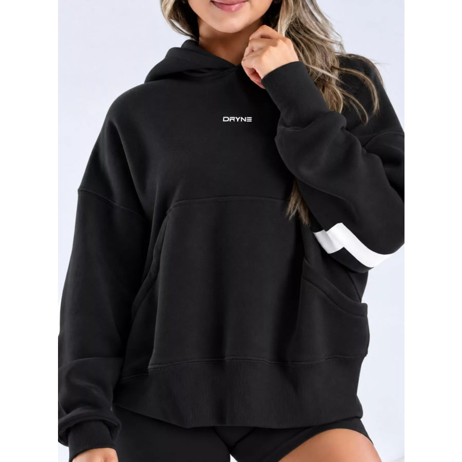 Full Size Kangaroo Pocket Dropped Shoulder Hoodie Plus Apparel and Accessories