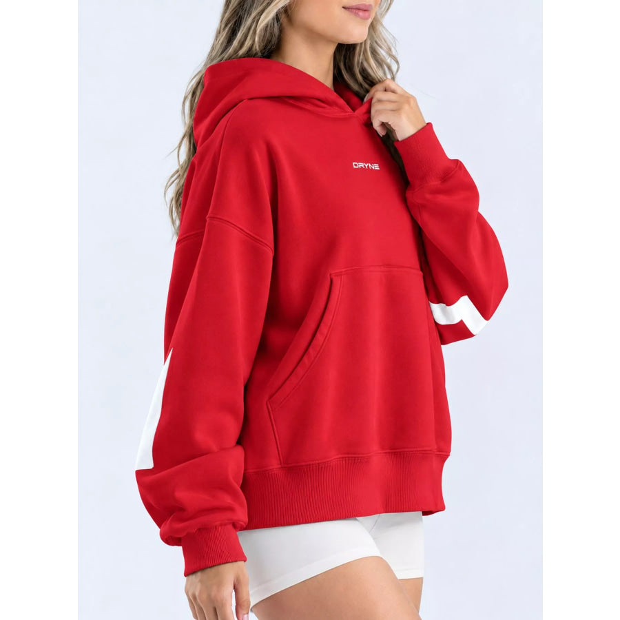 Full Size Kangaroo Pocket Dropped Shoulder Hoodie Plus Apparel and Accessories