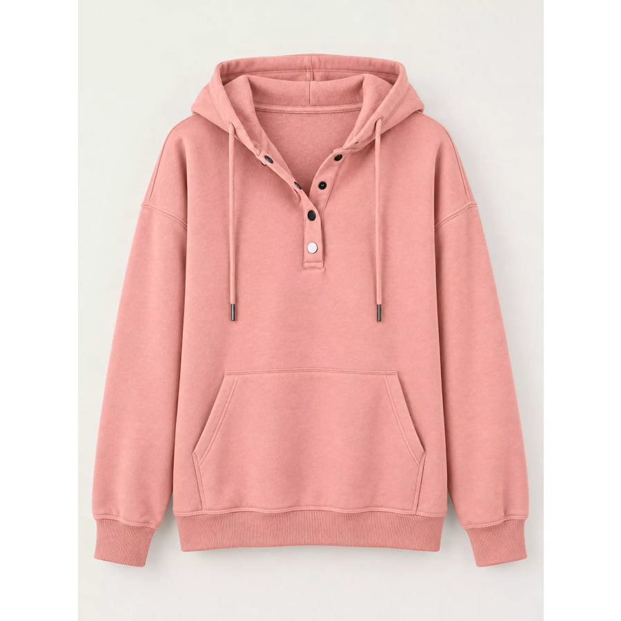 Full Size Kangaroo Pocket Dropped Shoulder Hoodie Plus Apparel and Accessories