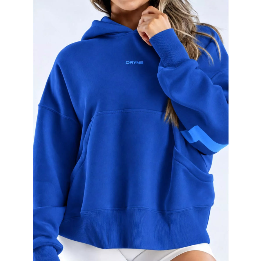 Full Size Kangaroo Pocket Dropped Shoulder Hoodie Plus Apparel and Accessories