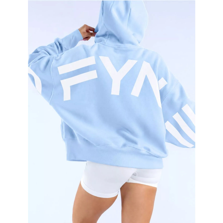 Full Size Kangaroo Pocket Dropped Shoulder Hoodie Plus Apparel and Accessories