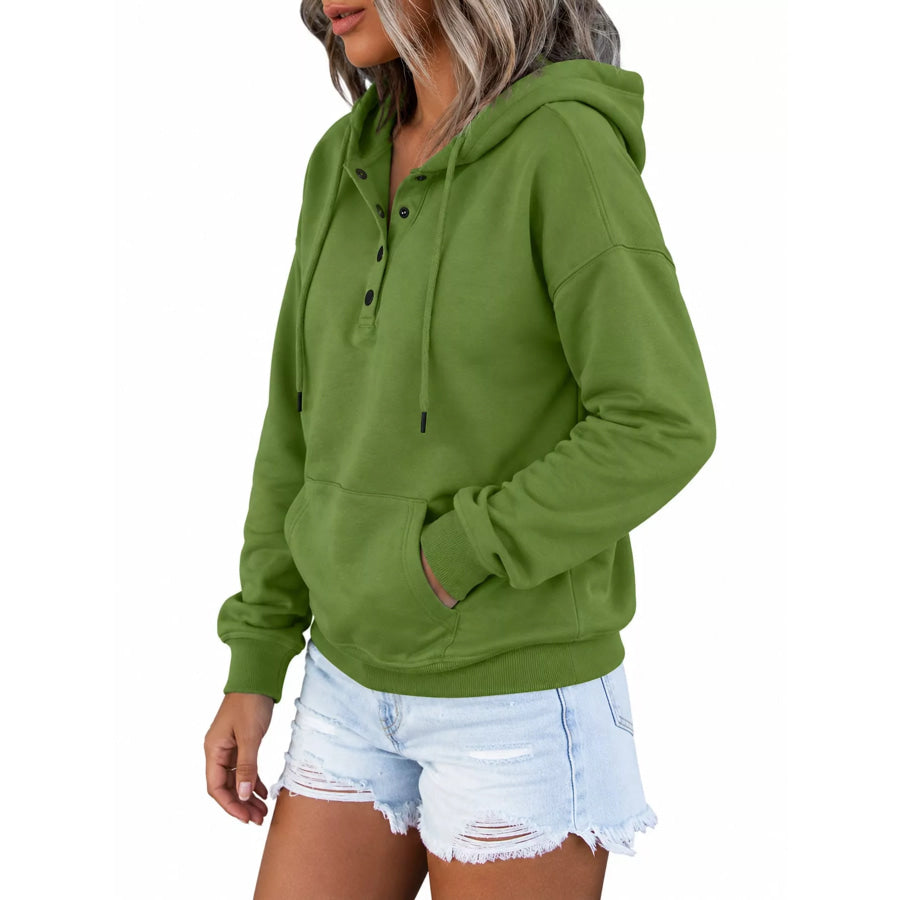 Full Size Kangaroo Pocket Dropped Shoulder Hoodie Plus Apparel and Accessories