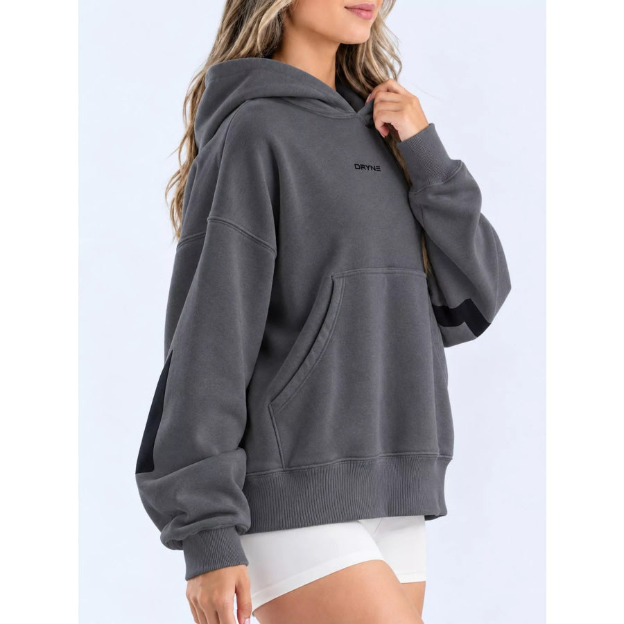 Full Size Kangaroo Pocket Dropped Shoulder Hoodie Plus Apparel and Accessories